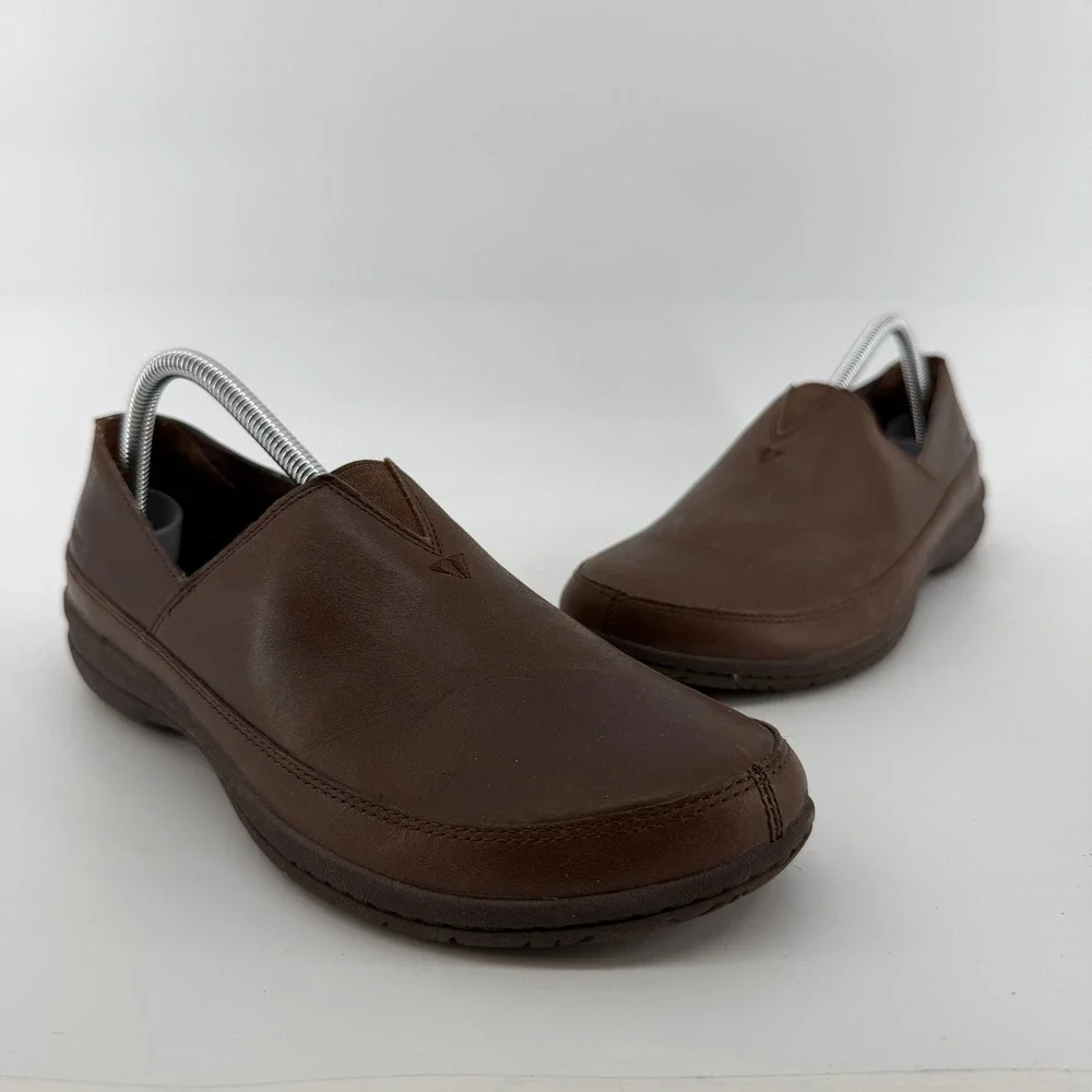 Merrell Slip On Loafers Womens 10 Brown Leather Elastic Gore Comfort Casual